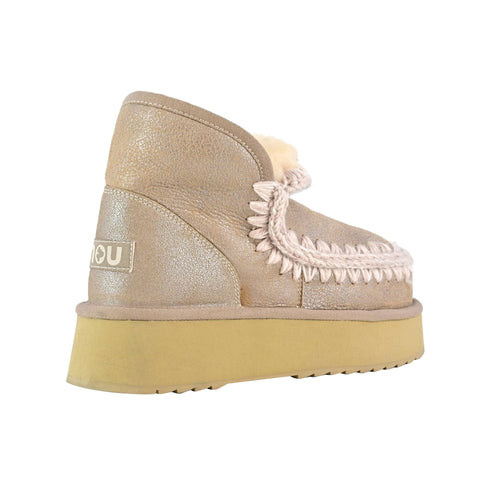 MOU Stivali Stivaletto Donna Mini Eskimo Platform metalic 36 - Francavilla Moda